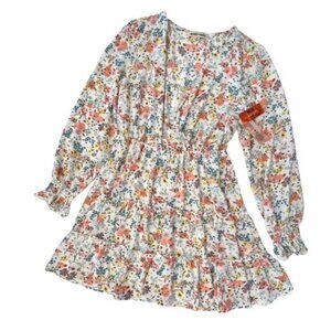 Inspired Hearts Chiffon Flair Floral‎ Mini Dress Tiered Boho Cowgirl Size Medium